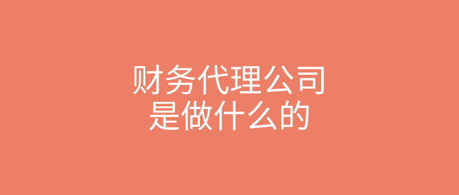 财务代理公司是做什么的 财务代理公司是做什么的